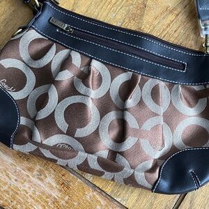 Coach Black and Brown Signature Shoulder Bag